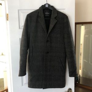 Topman Wool Prince of Wales Check Topcoat